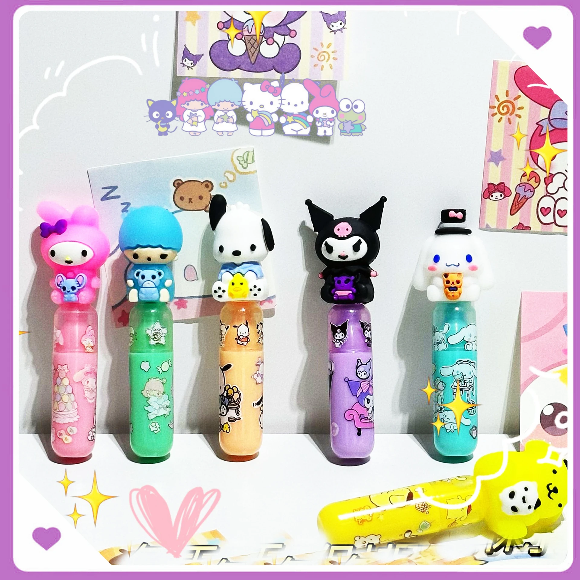 

Sanrioed Highlighter Kawaii Students Stationery Mark Pen Office Cartoon Anime Cinnamoroll Pochacco Kuromi Cute Kids Girls Gift