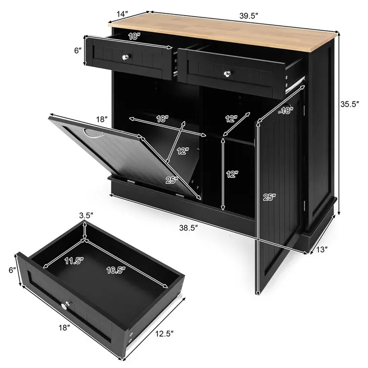 Moderner Multifunktion Aler Küchen Schrank Mit Müll Bravo, 2 Schubladen Und2 Verstell Dua Regalen (art.: 3920d10bbfac8) - 3920d10bbfac8