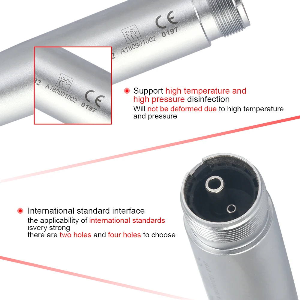 Dental E-generator LED High Speed Stainless steel bearing Push Button Standard Head 3 Spray Handpiece Autoclavable 2/4holes