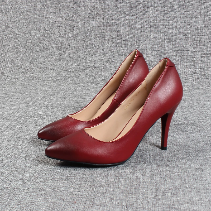 

African Woman Shoe Branded Pumps High Heels Pointed Toe Shallow Mouth Lace-Up Slip On Sexy Sandals Burgundy Fashion Spikes Fine