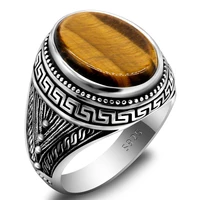 tiger eye mens s925 sterling silver ring natural gemstone mens ring etniku vintage dehbijiet tork g%c4%a7all ir%c4%a1iel u n nisa