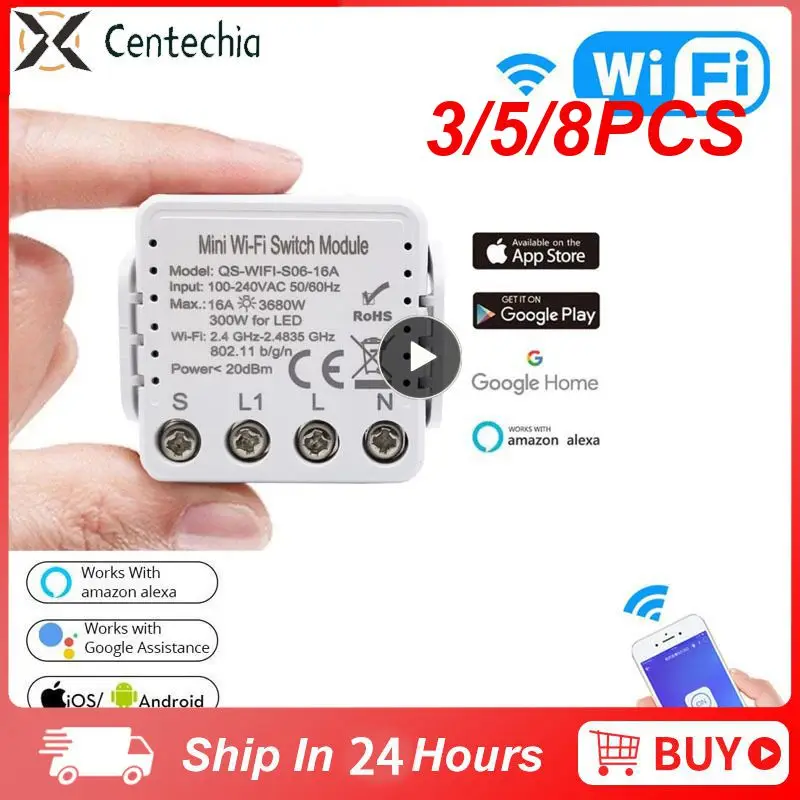 

3/5/8PCS Countdown Function Wifi Switch Smart Home Mini Wi-fi Switch Module Voice Control Wifi Tuya Smart Switch 100-250v Ac