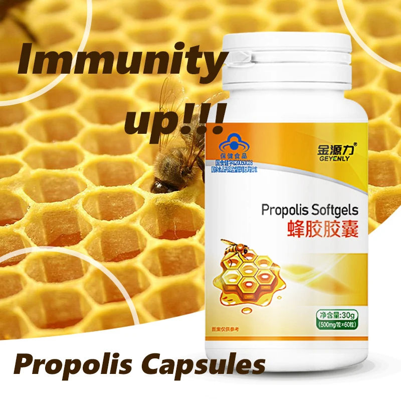 

Propolis Flavone Capsules Natural Antioxidant Supplement Nutrition Royal Jelly Organic Beauty Health Food 60 Tablets