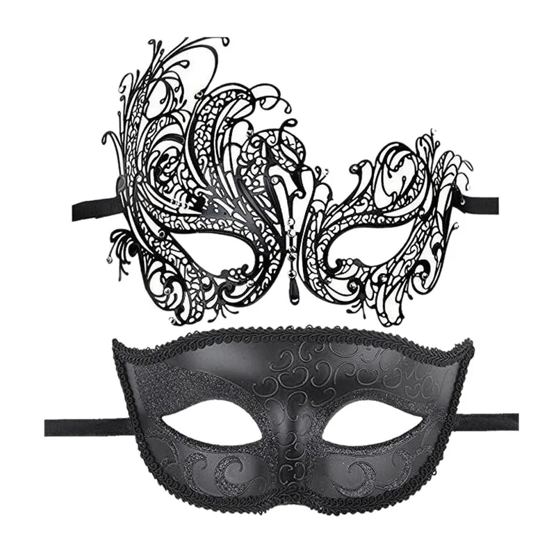 

Couple Gorgeous Venetian Masquerade Exquisite Rhinestone Mask Party Hollow Sexy Mask Black