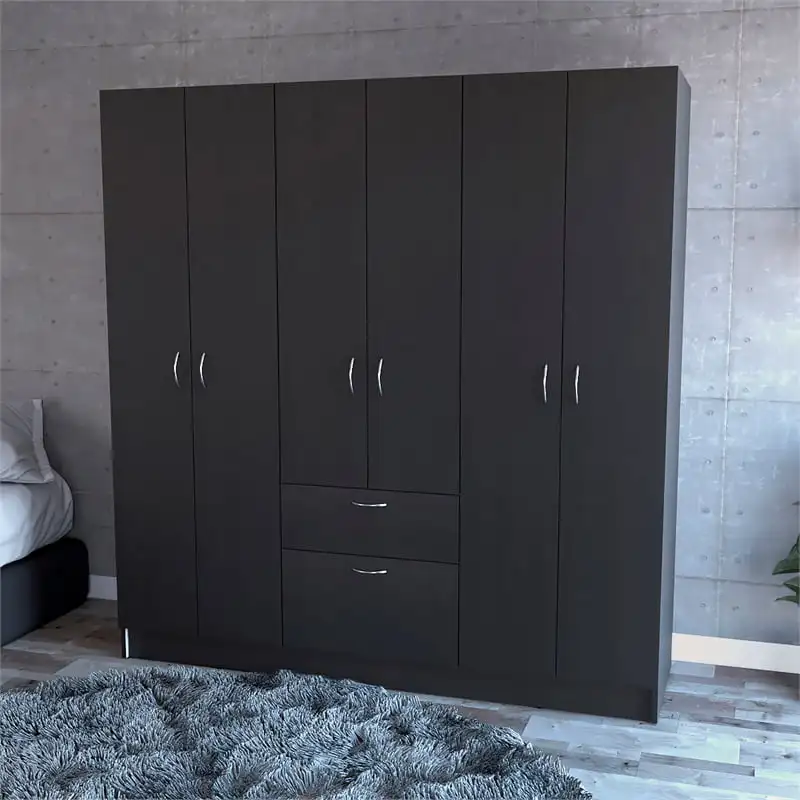 

Guajira Modern 6-Door Wood Bedroom Armoire in Black Wenge