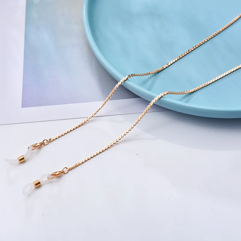 

Простые золотые цепочка для очков, новые женские противоскользящие шнурки на шею, модные Универсальные мужские и женские очки, декоративные аксессуары