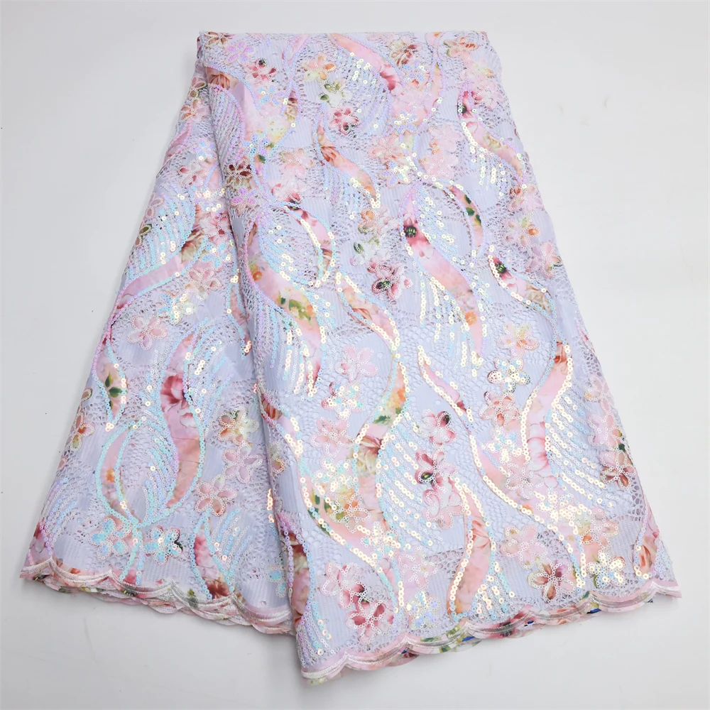 

African Velvet Sequined Lace Fabric 2022 High Quality Embroidery Nigerian French Mesh Lace Fabric For Wedding Party LY1478