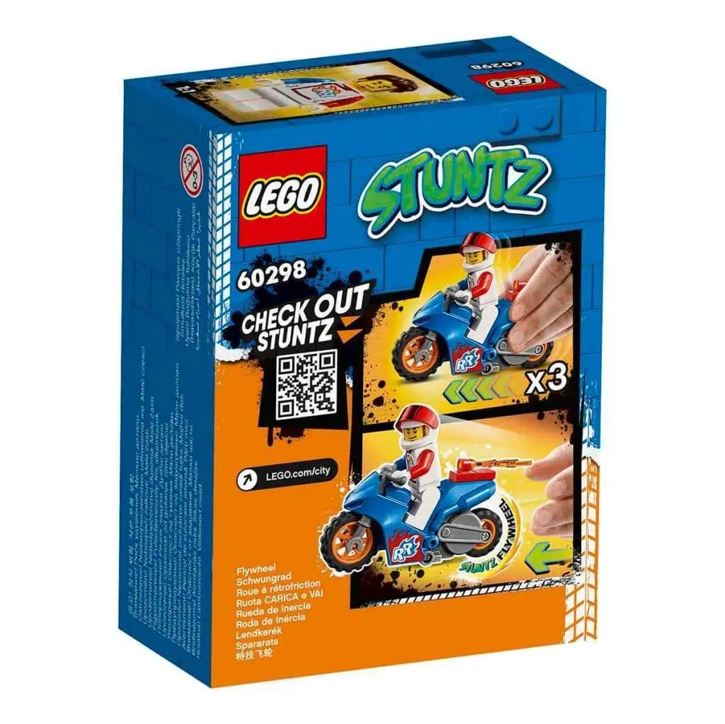 LEGO 60298 City Stuntz Rocket Stunt Bike Set с игрушкой на маховике Мотоцикл и минифигурка Racer для