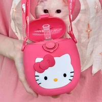 kawaii sanrio hello kitty sippy cup cartoon portable summer sports water bottle household children drinking cup accessories gift