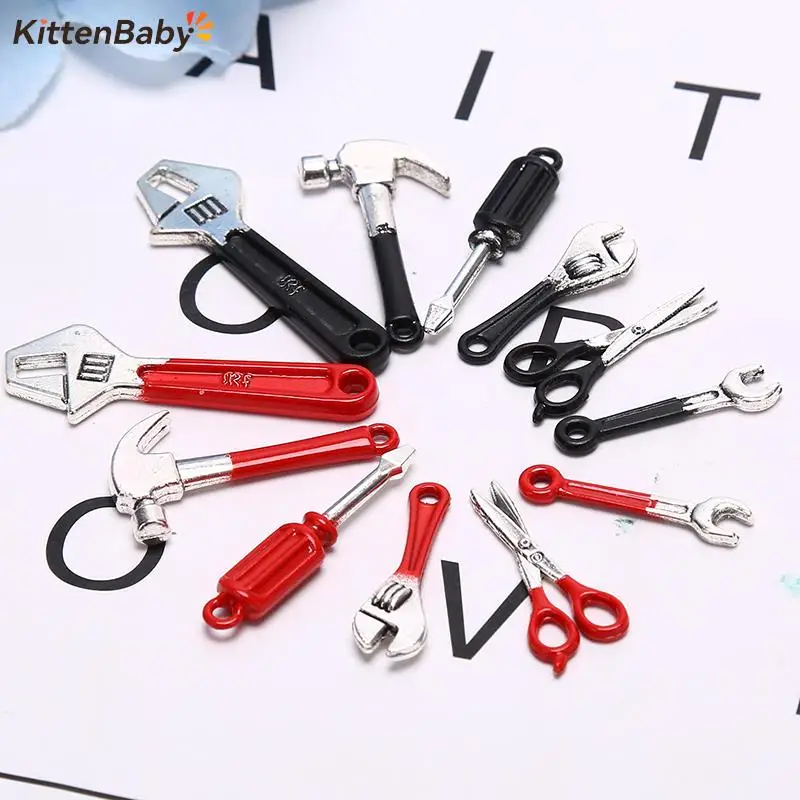 6Pcs/12Pcs Dollhouse Miniature Repair Kits Accessories Miniature Hammer Wrench Doll House Furniture Decoration