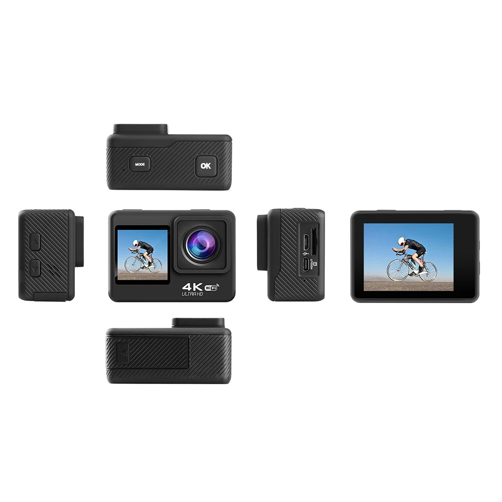 Экшн-камера 4K 60FPS 24MP 2 0 IPS сенсорный экран EIS двойной Wi-Fi Веб-камера