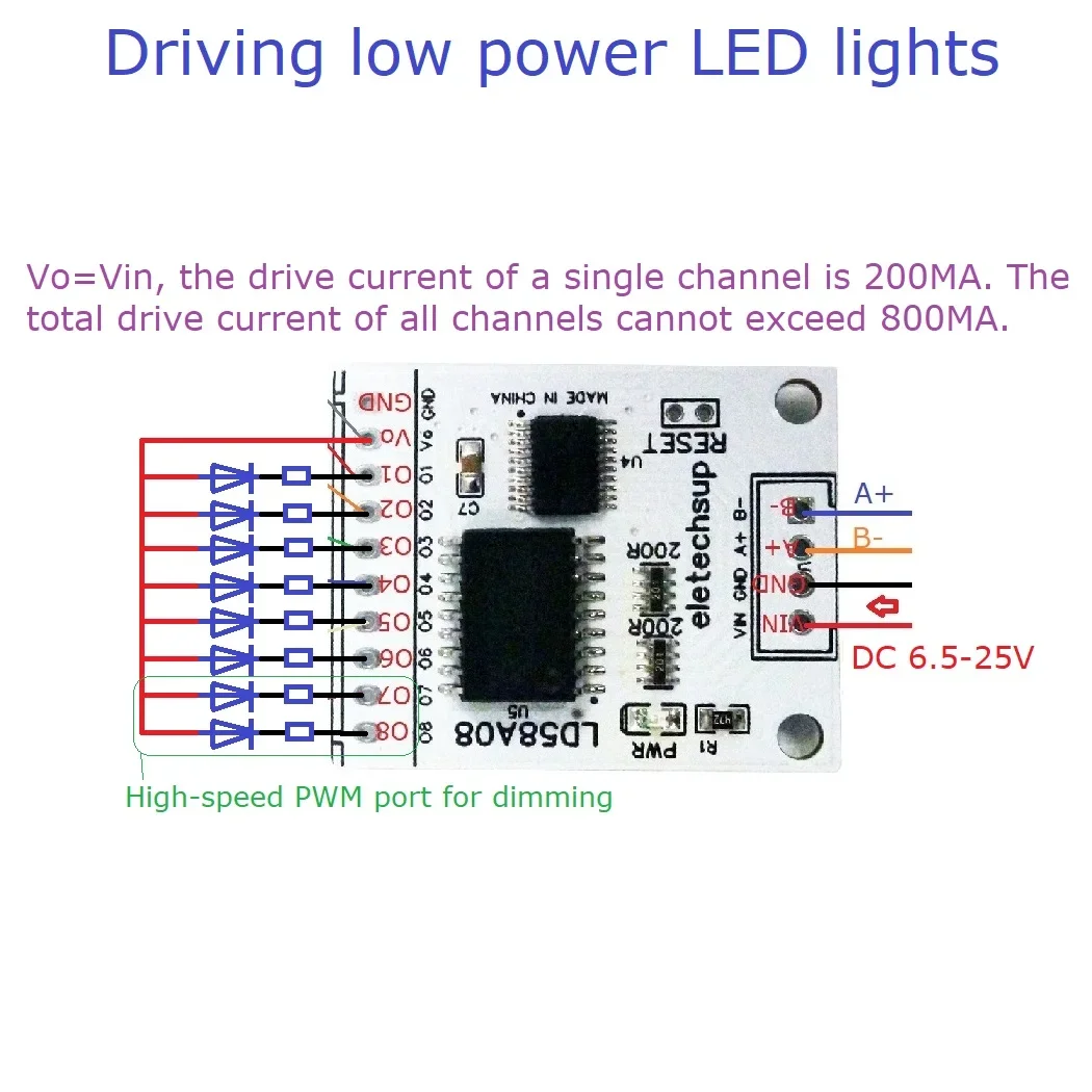 8-канальный RS485 Modbus RTU DO/PWM выход Многофункциональная плата драйвера MOS для