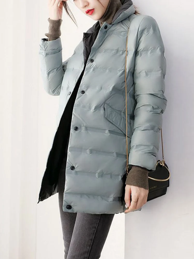 

Janveny 2022 New Ultra Light Women Double Sided Long Down Puffer Jacket Winter 90% White Duck Down Coat Female Parkas Outwear