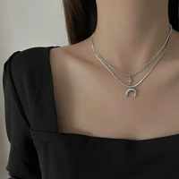 luxury fashion design moon sliver necklace for women 2022 female trendy clavicle snake chain jewelry free shipping items