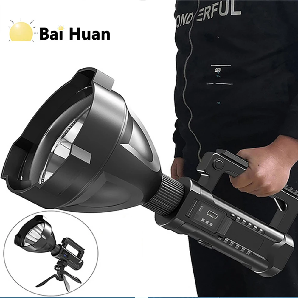 

Новинка 2023, портативный мощный фонарик, регулируемый кронштейн, ручной прожектор, перезаряжаемый прожектор, водонепроницаемый телефон