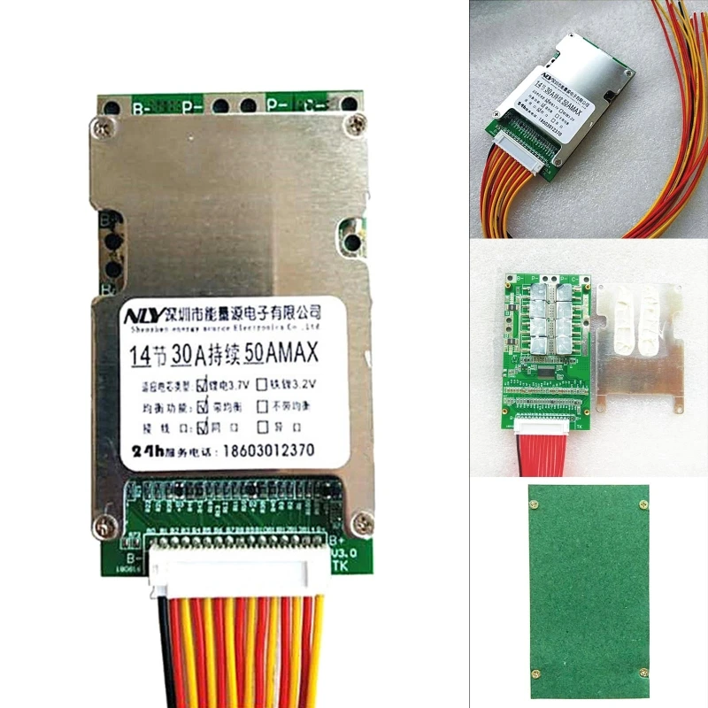

Upgrade Battery Protection Board 14S 48V 30A Li-ion Cell Battery Protection BMS- PCB Board With Balance Function Durable