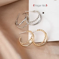 fashion simple temperament double layer c earrings exquisite holiday banquet jewelry