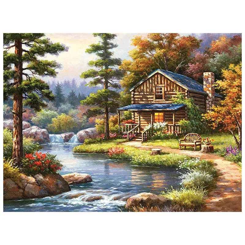 

Картина с алмазной вышивкой Forest Creek, алмазная краска, полный семейный Декор 01