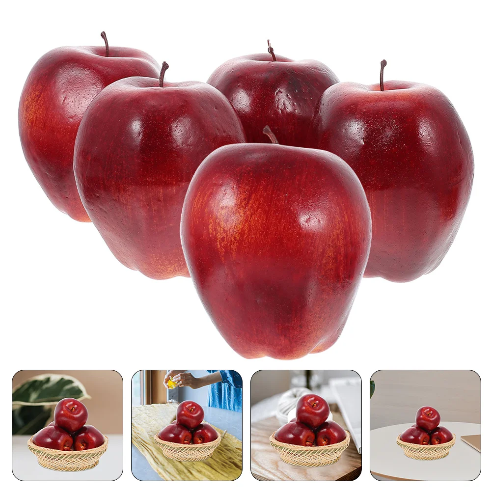 

Apples Artificial Red Fruit Fake Fruits Model Decoration Prop Lifelike Decor Faux Simulation Kitchen Home Realistic