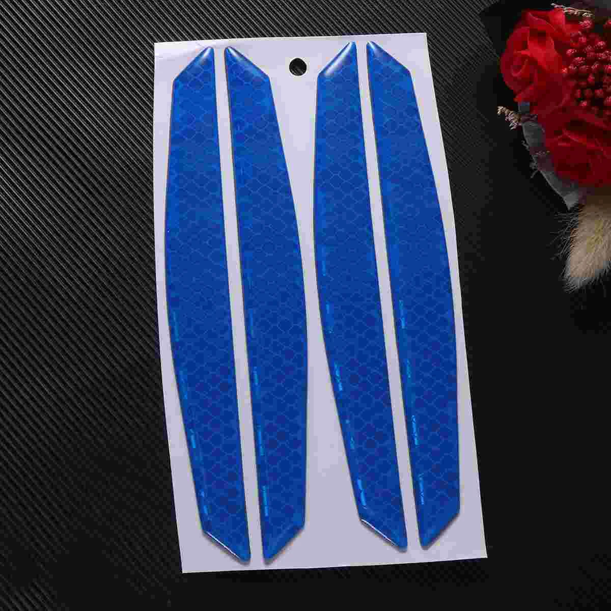 

4pcs PET Car Door Anti Collision Sticker Reflective Door Anti-Rub Strips Car Door Anti-scratch Protector (Blue)