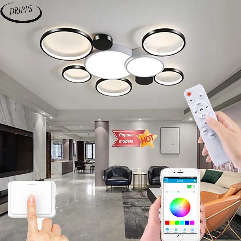 Nordic LED Living Room Bedroom Ceiling Light Dining Room Kitchen Pendant Light With Remote Control Villa Light Dimmable Light