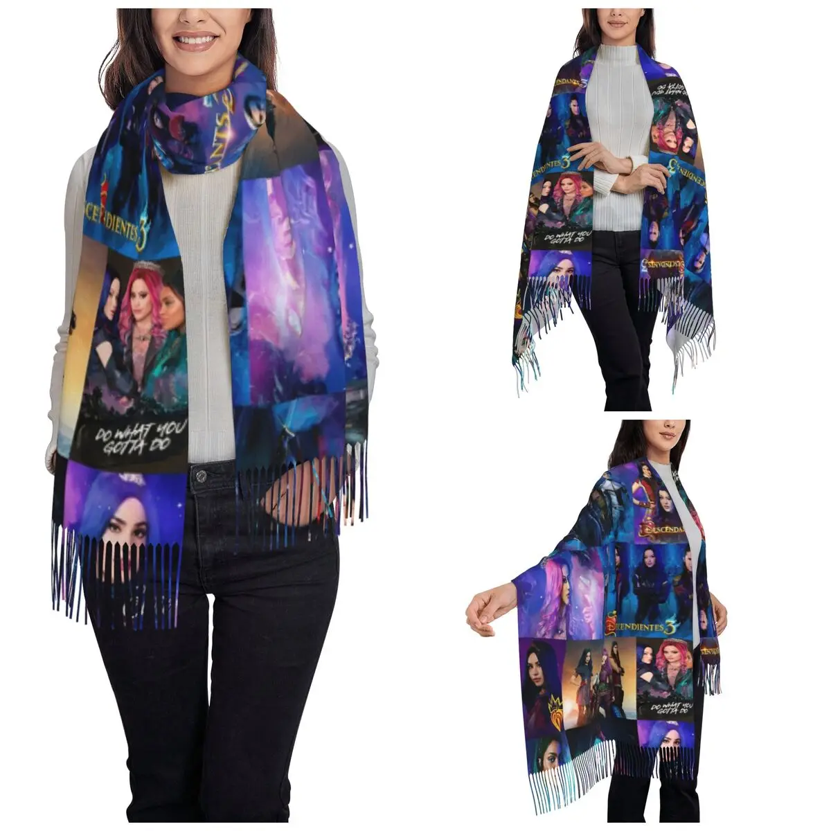 Нащадки 4 красный шарф для женщин осень-зима шаль из пашмины длинный большой