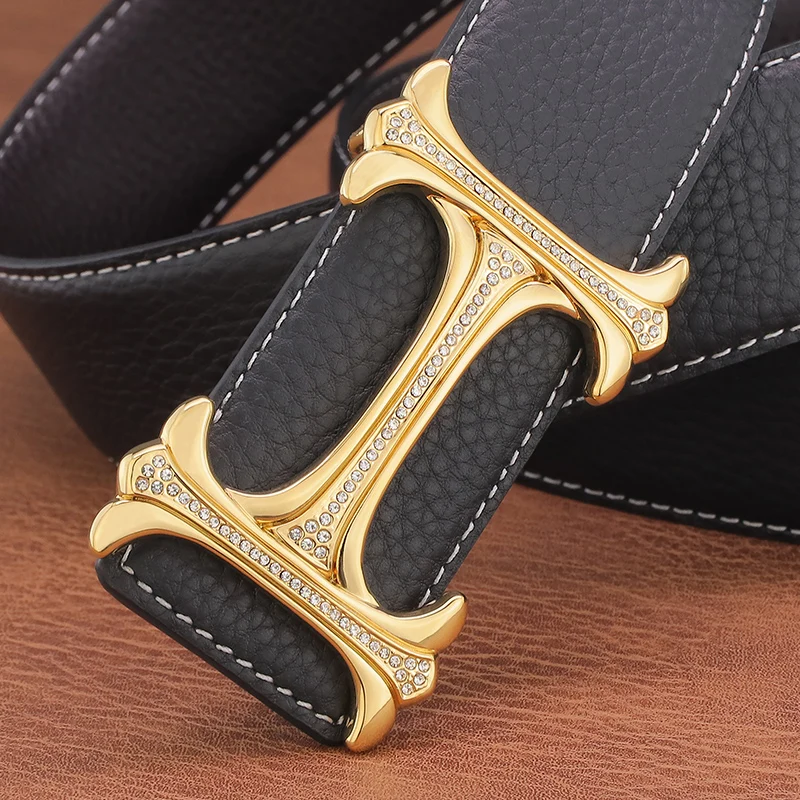 High Quality 3.8cm Wide Designer Cowhide Belt Copper Buckle Exquisite Belt Men's Fashion Top Cow Leather Luxury Belt