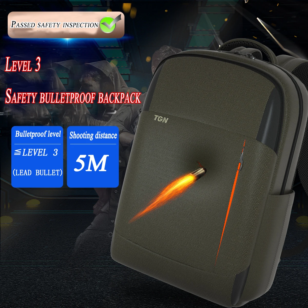 

Bulletproof Backpack Outdoor Self-defense Function Backpack Travel Large Capacity Men's Backpack Computer Backpack