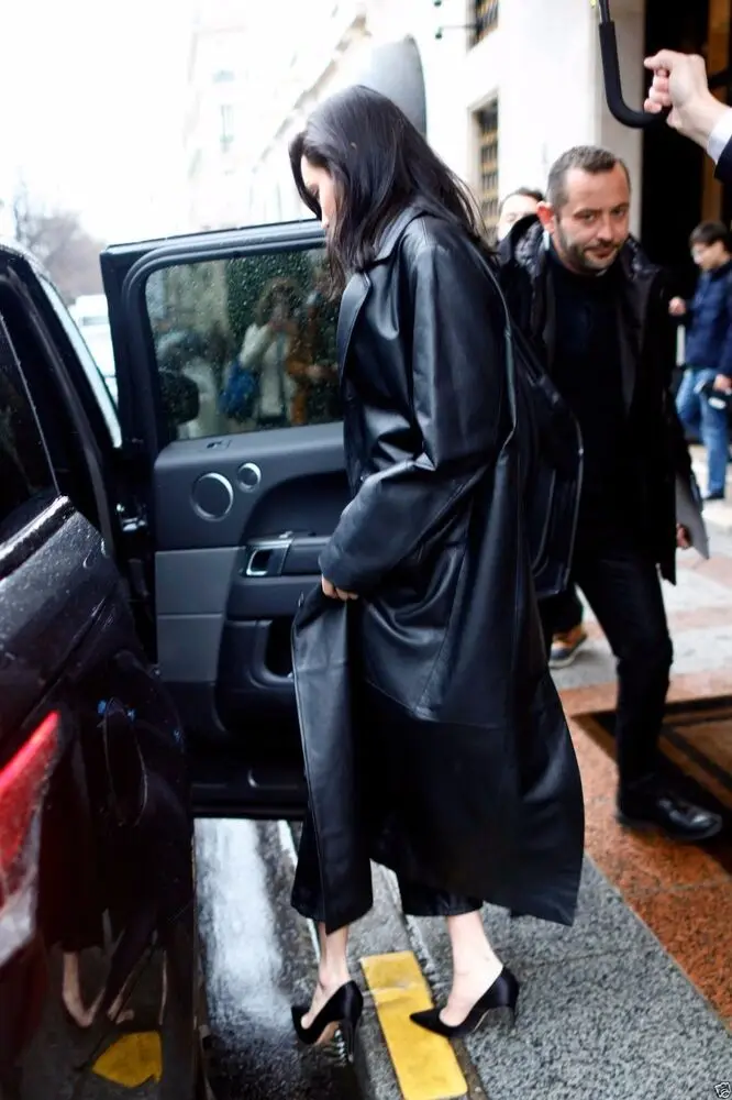 Womens Leather Coat Genuine Leather Casual wear Sexy Long Trench Coat LTC-016