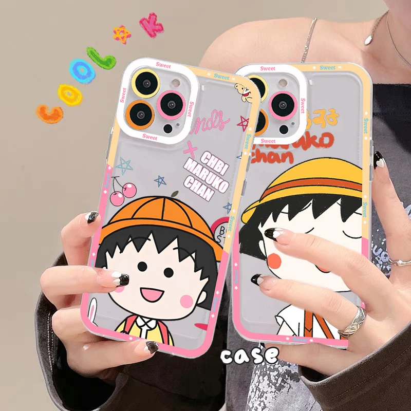 

C-Chibi M-Marukos Cartoon Chan Phone Case For IPhone 13 14 Pro Max XS XR 12 11 Pro 13 Mini 6 7 8 Plus Soft Clear Back Cover