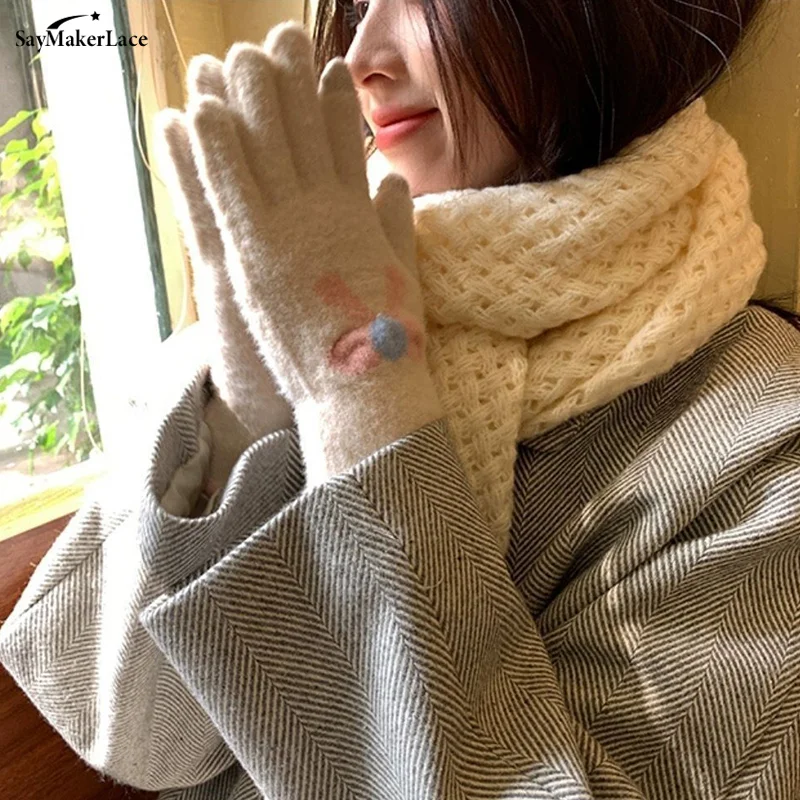 1 пара вязаных перчаток с сенсорным экраном шерстяные теплые перчатки пятью