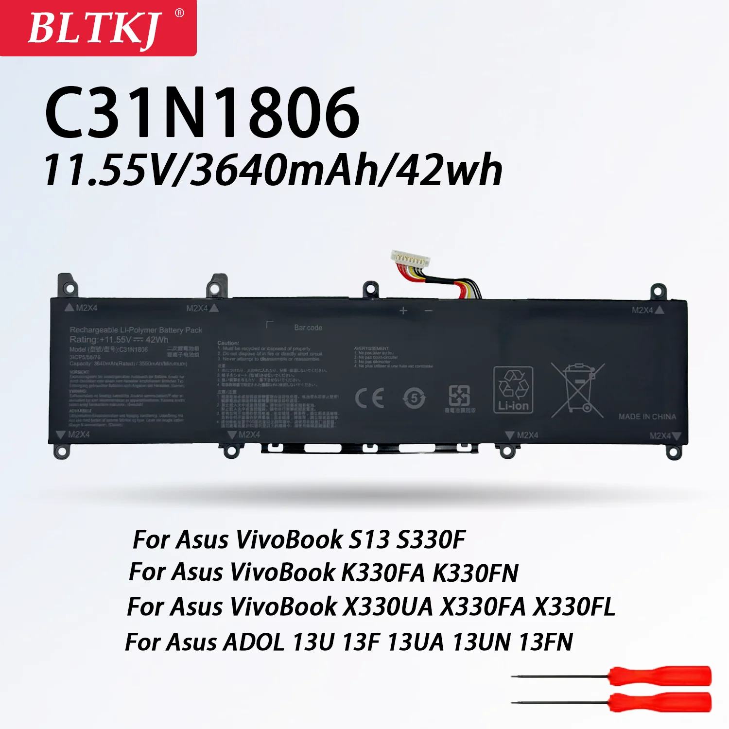Новый аккумулятор C31N1806 для ноутбука ASUS VivoBook S13 S330FA-EY001T S330UA S330UN-EY011 X330UA ADOL 13FA K330FA X330FA