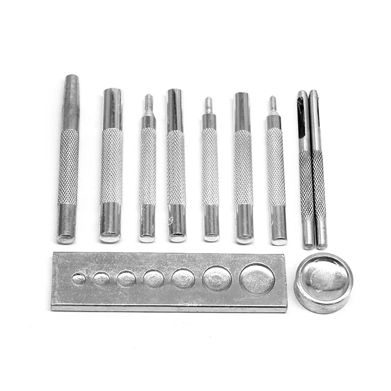 

11pcs/set DIY Leather Tool Die Punch Hole Snap Rivet Button Setter Base Kit Leather Craft Tools Hole Punches Leather Punch