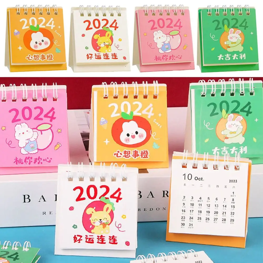 

Бумажный мини-календарь в виде кролика для рабочего стола, записываемый ежедневник, июль 2023-декабрь 2024 года, для списка фотографий