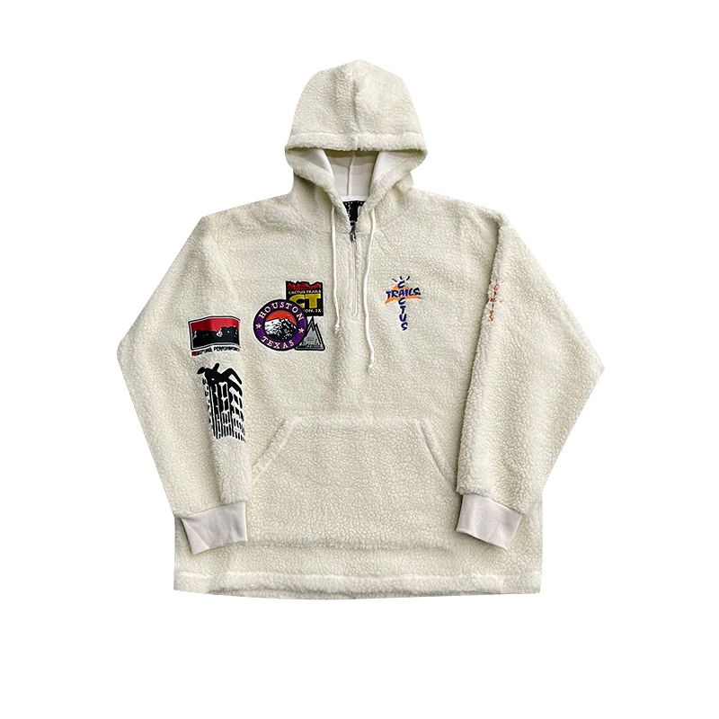 

High Street TRAVIS SCOTT Embroidery Vintage Casual Versatile Hoodie Streetwear Hooded Sweatshirts Woman Clothes Men's Clothing