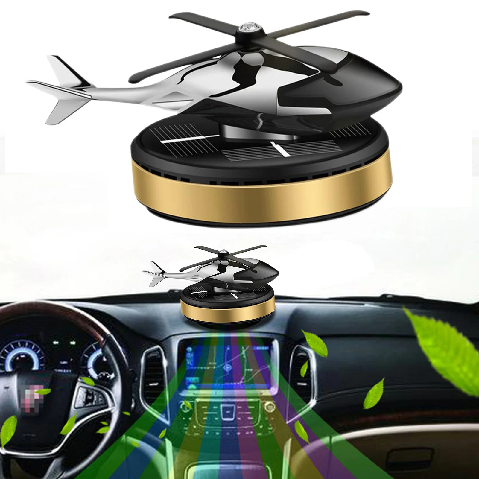 

Car Air Freshener Solar Power Rotating Helicopter Car Aromatherapy Car Perfume Auto Air Purifier For Home Office Aroma Diffuser
