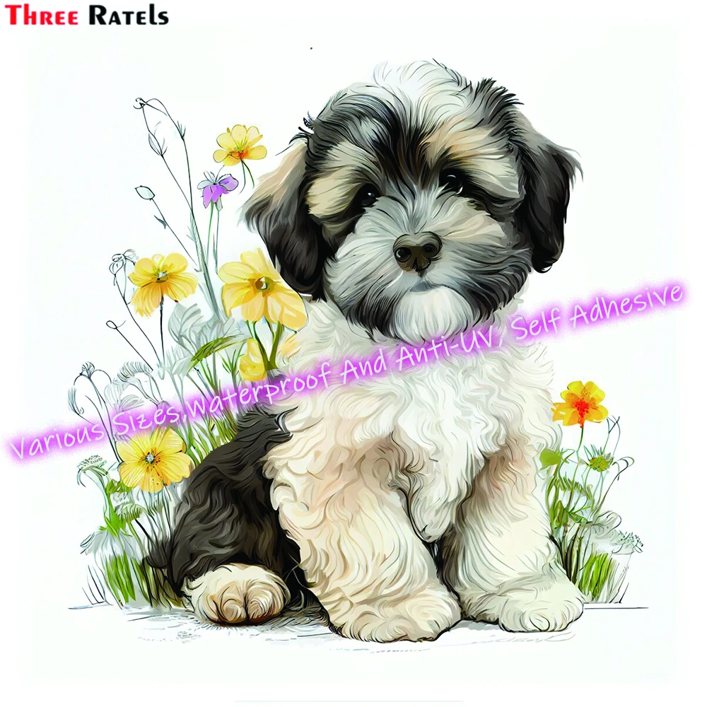 Цифровые акварельные стикеры Three Ratels M138 Havanese щенок для Bmw E90, автомобильные аксессуары, Автомобильные стойки, водонепроницаемое оборудование