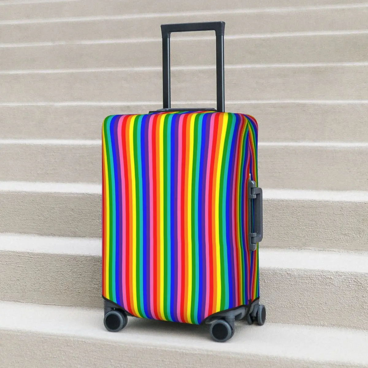 

Rainbow Pride Flag Suitcase Cover Vertical Eight Stripe Cruise Trip Protection Vacation Elastic Luggage Case