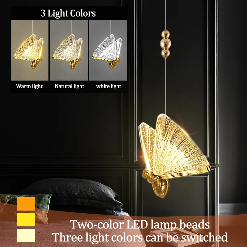 Butterfly Led Pendant Lights Hanging Lamp Indoor Lighting For Bedside Living Dining Room Kitchen pendente iluminação Light 3