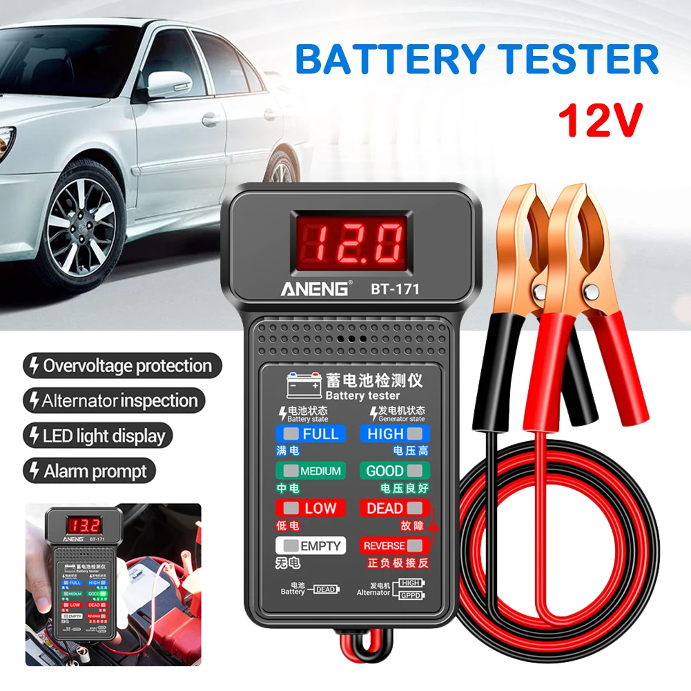 

BT-171 Battery Tester Monitor Panel Gauge-Battery Status-Indicator 12V Car Electric Quantity Detector Diagnostic Tool