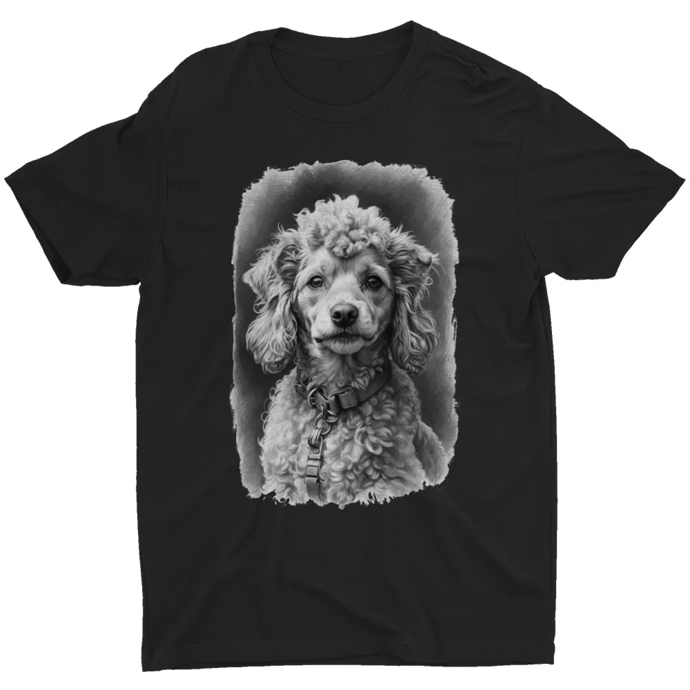Миниатюрная футболка с портретом собаки-пуделя и эскизом забавные животные папа