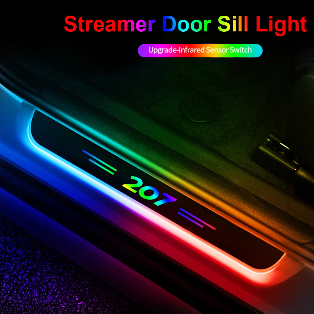 Блестящий светильник для Peugeot 207 автомобильный порог передней и задней двери