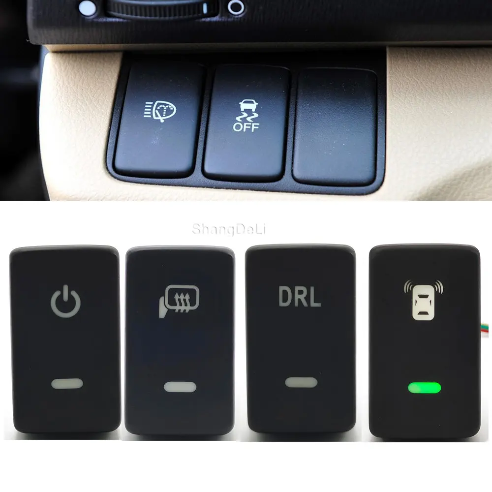 

Зеленая модель DRL, дневные ходовые огни, обогревательный переключатель для зеркала автомобиля, лампа с проводом для Honda Fit Civic Odyssey CRV 2007 - 2013