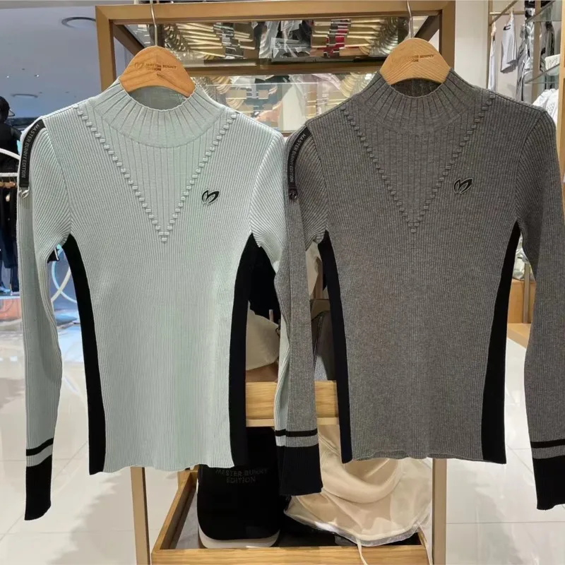 Women Fashion Golf Pullover Knitting Sweater Round Neck Knitwear Tops