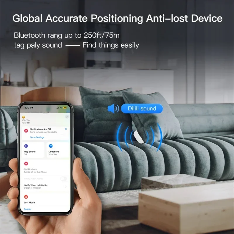 Фото Умный Bluetooth-трекер CD Smart Tag с GPS для iOS/iPhone, совместимый с приложением Find My, сертифицированный MFI, устройство защиты от потери, локатор для iPhone. №3