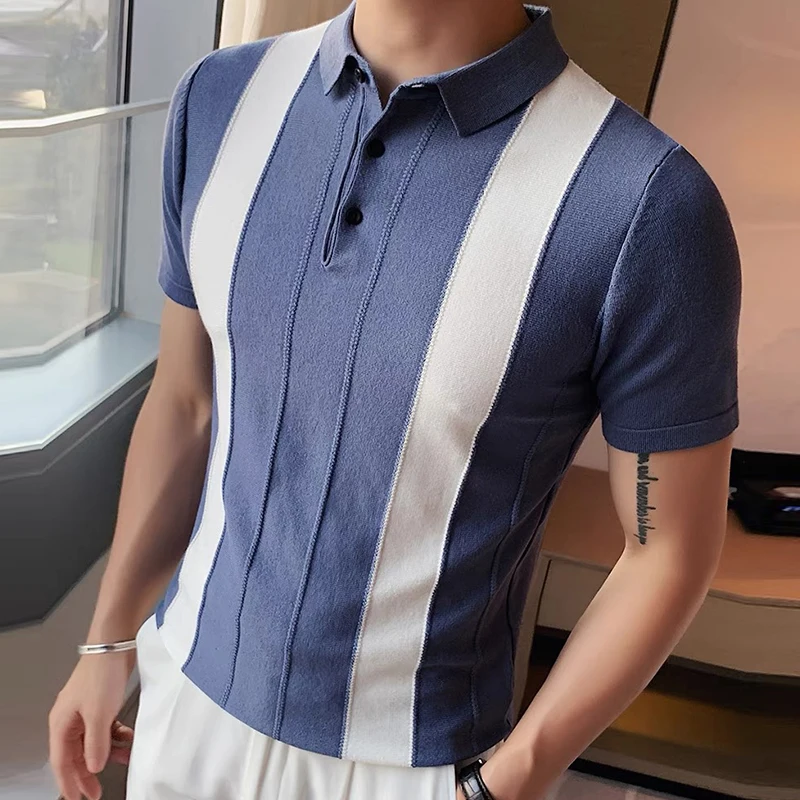 Летняя вязаная модная мужская футболка с винтажным рисунком в стиле пэчворк