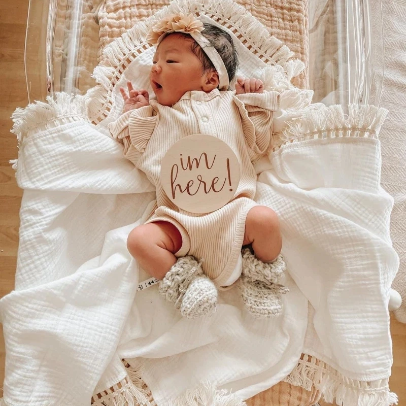 

Baby Muslin Tassel Cotton Swaddle Blankets Newborn Receiving Blanket New Born Swaddle Wrap Infant Sleeping Quilt Bed Cover
