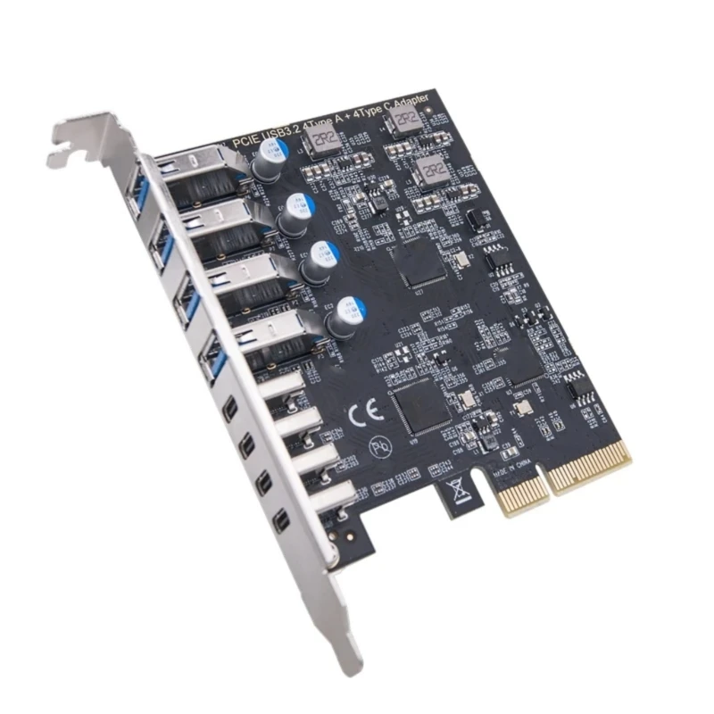 Карта PCIe USB 3.2 Gen2 8 портов 4X тип C 4 A карта расширения 10 Гбит/с внутренний для ПК