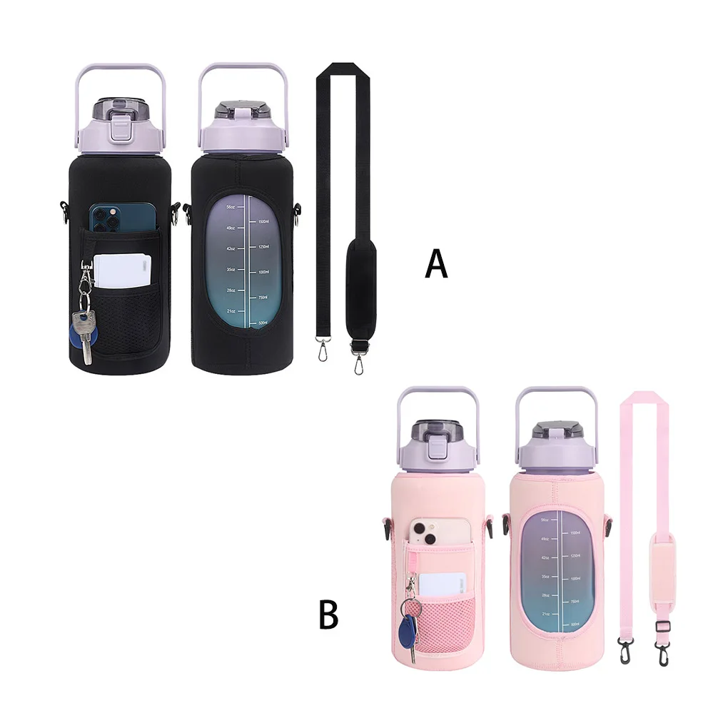 

Bottle Cover Multicolored 2000 ML Drinkware Accessories Shoulder Strap Convenience Holder Pack Thermos Sleeve Cup Bag Black