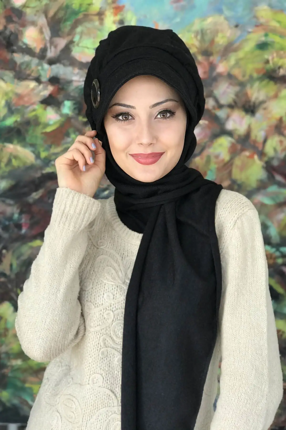 

Black self-throw hat hijab Bone beach clothing